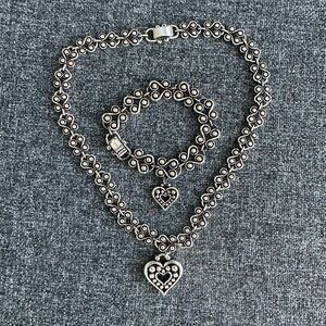 Brighton Black & Silver Chain Heart Necklace